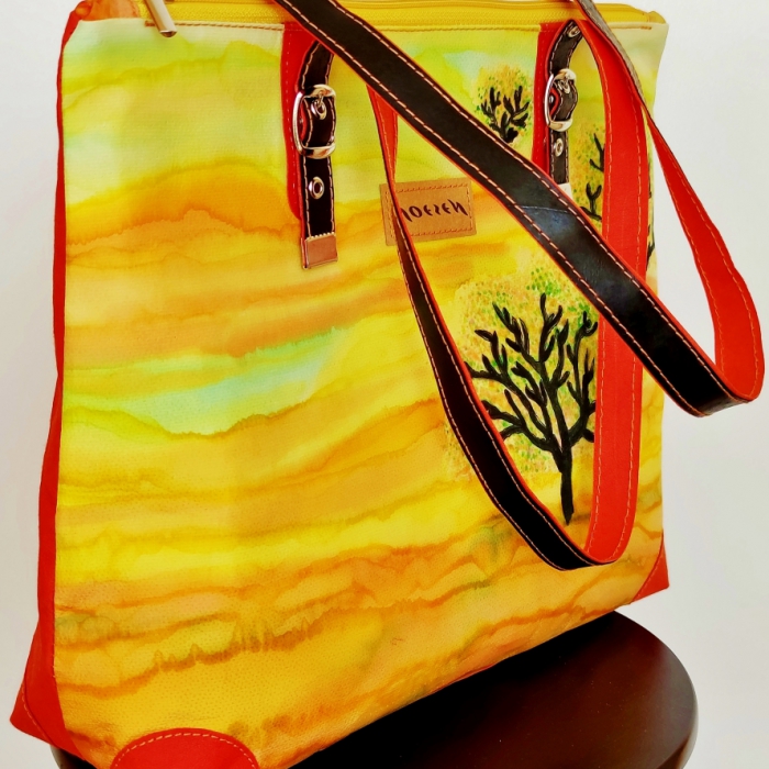 torebka jedwab ręcznie malowany Pustynia