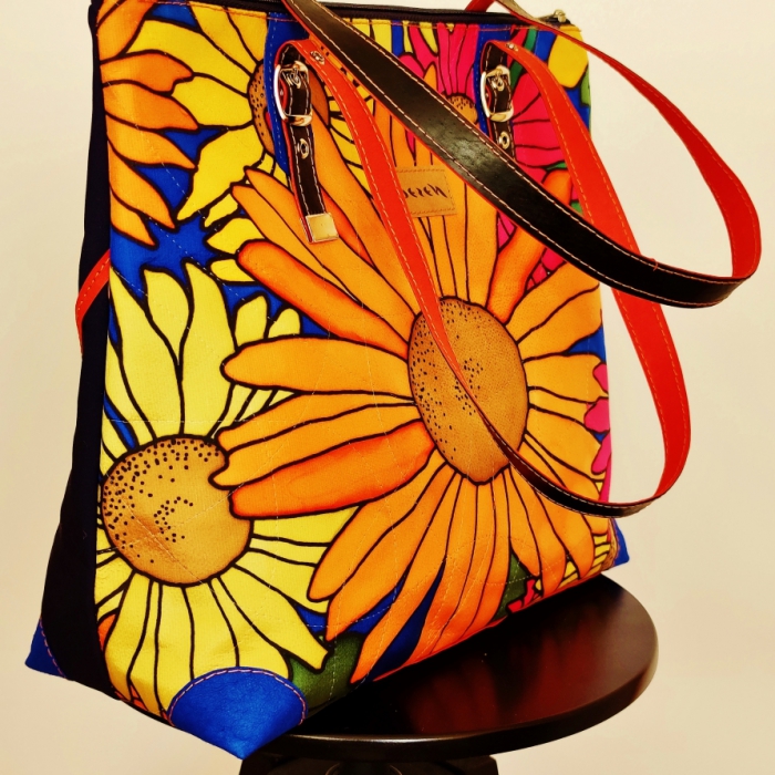 torebka jedwab ręcznie malowany Słonecznik