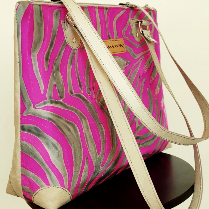 torebka jedwab ręcznie malowany Zebra